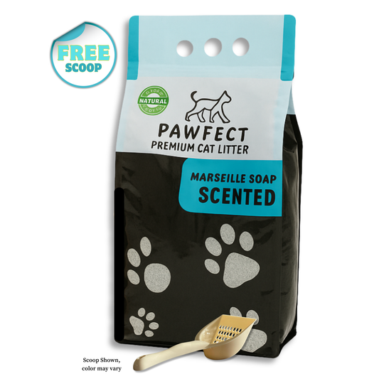 Marseille Soap Scented Cat Litter – 17.2 lbs. / 9 L, Fast Clumping, Natural Odor Absorption, Lightweight Formula + Free Scoop, Made with Turkish White Bentonite