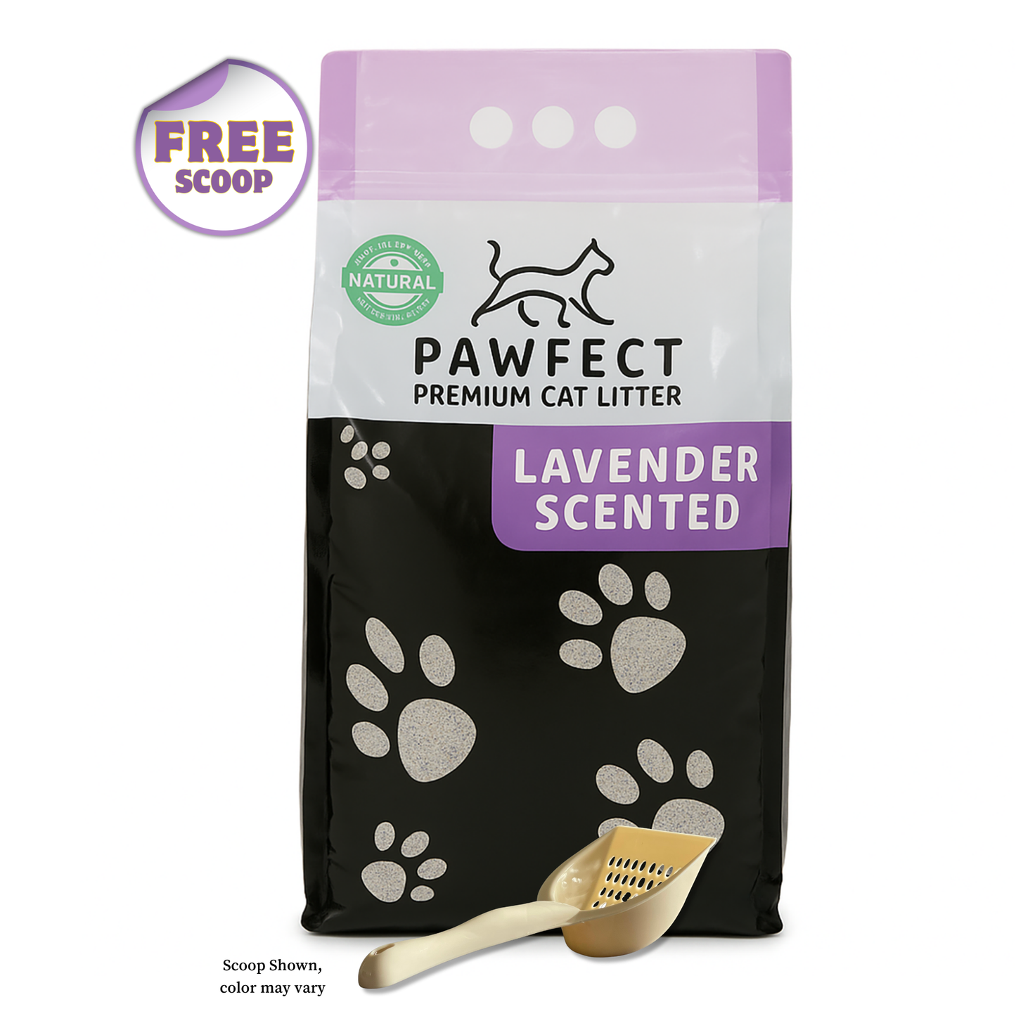 Lavender Scented Cat Litter – 17.2 lb / 9 L, Fast Clumping, Natural Odor Absorption, Lightweight Formula + Free Scoop, Made with Turkish White Bentonite