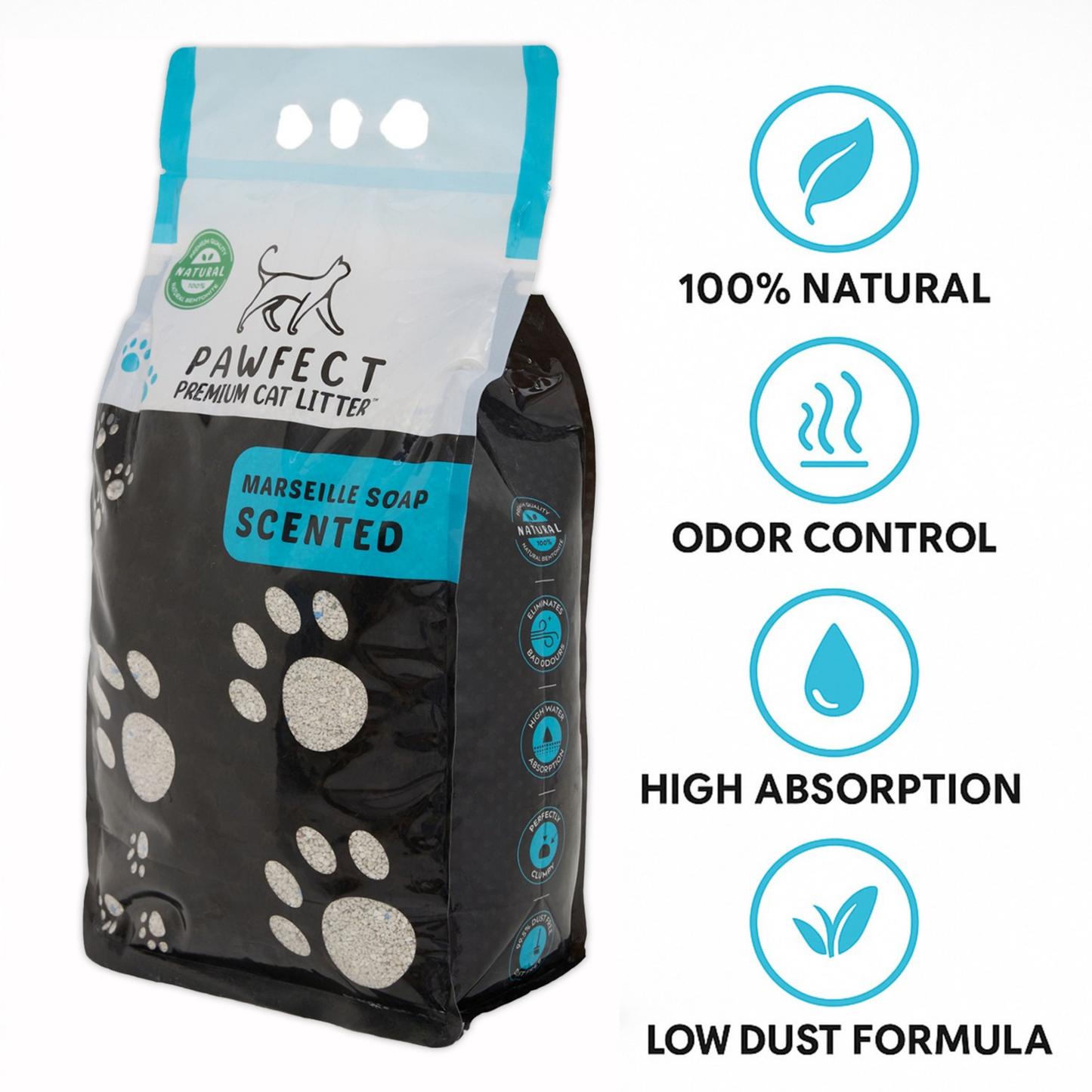 Marseille Soap Scented Cat Litter – 17.2 lbs. / 9 L, Fast Clumping, Natural Odor Absorption, Lightweight Formula + Free Scoop, Made with Turkish White Bentonite