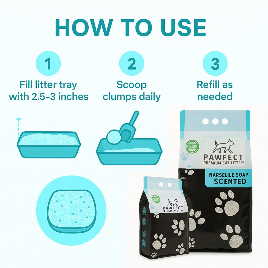 Marseille Soap Scented Cat Litter – 17.2 lbs. / 9 L, Fast Clumping, Natural Odor Absorption, Lightweight Formula + Free Scoop, Made with Turkish White Bentonite