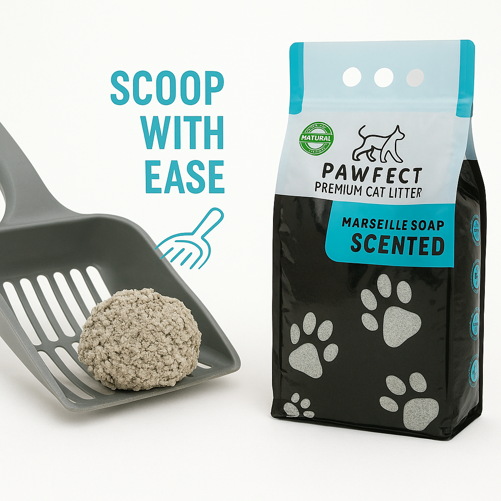 Marseille Soap Scented Cat Litter – 17.2 lbs. / 9 L, Fast Clumping, Natural Odor Absorption, Lightweight Formula + Free Scoop, Made with Turkish White Bentonite