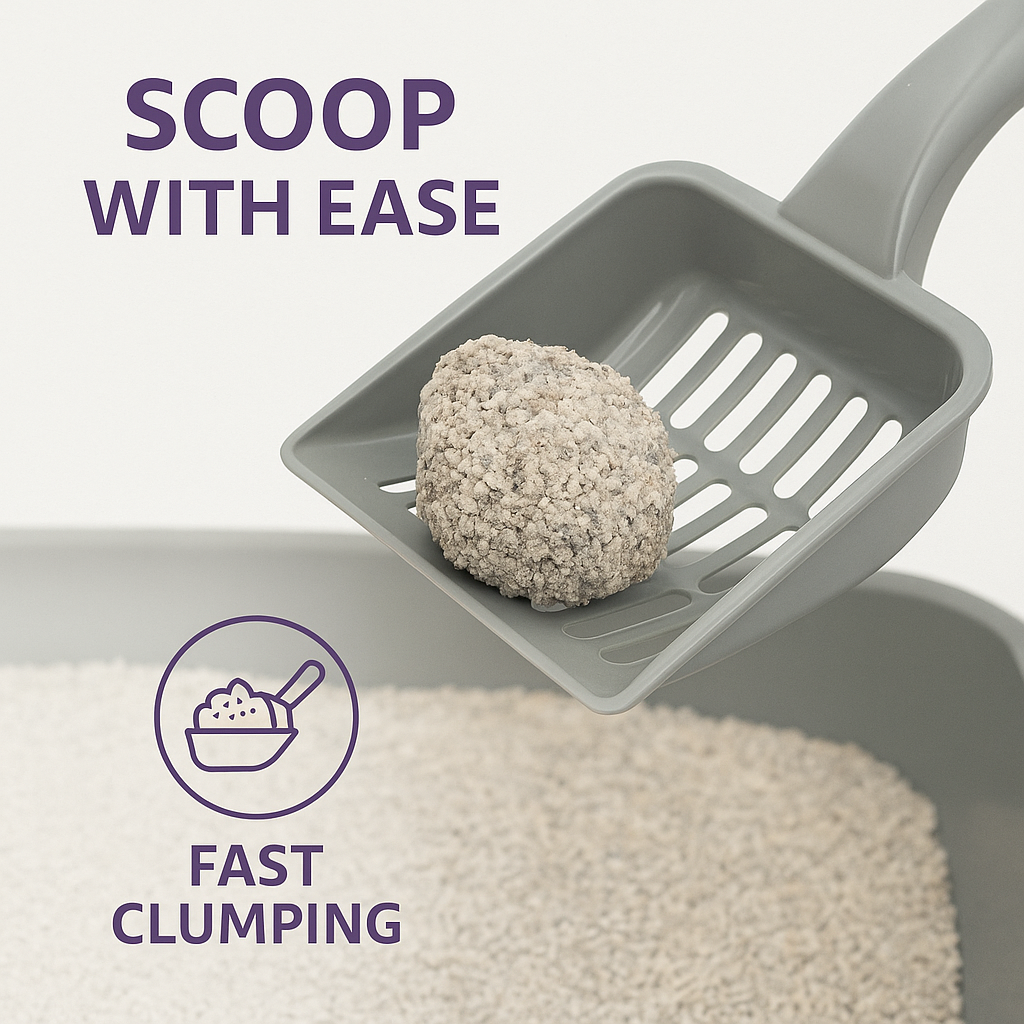 Lavender Scented Cat Litter – 17.2 lb / 9 L, Fast Clumping, Natural Odor Absorption, Lightweight Formula + Free Scoop, Made with Turkish White Bentonite